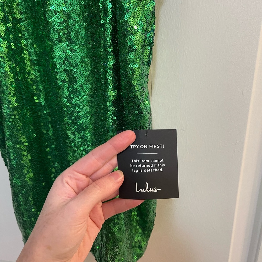 LULUS Shining Glam Green Sequin Cutout Bodycon Mini Dress - Picture 8 of 10